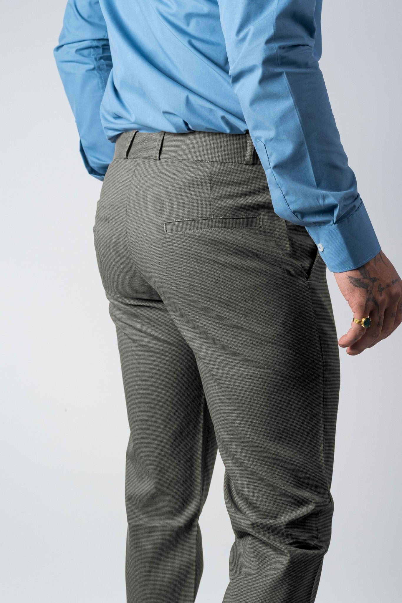 Dark Grey Color Wicking Texture Blend Cotton Pant for Men - Punekar Cotton