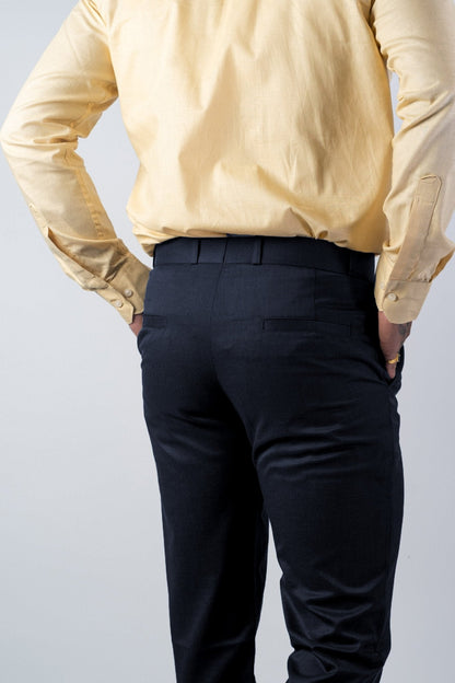 Dark Navy Blue Color Blend Cotton Pant for men - Punekar Cotton