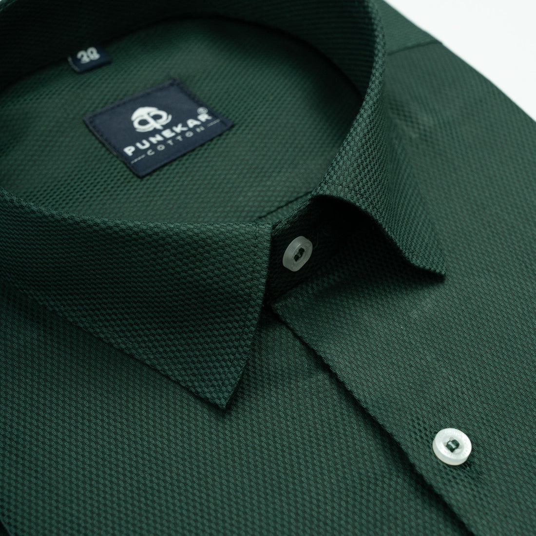 Emerald Green Softweave Cotton Tencel Textured Shirt For Men - Punekar Cotton