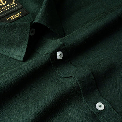 Forest Green Color Prime Linen Shirt For Men - Punekar Cotton