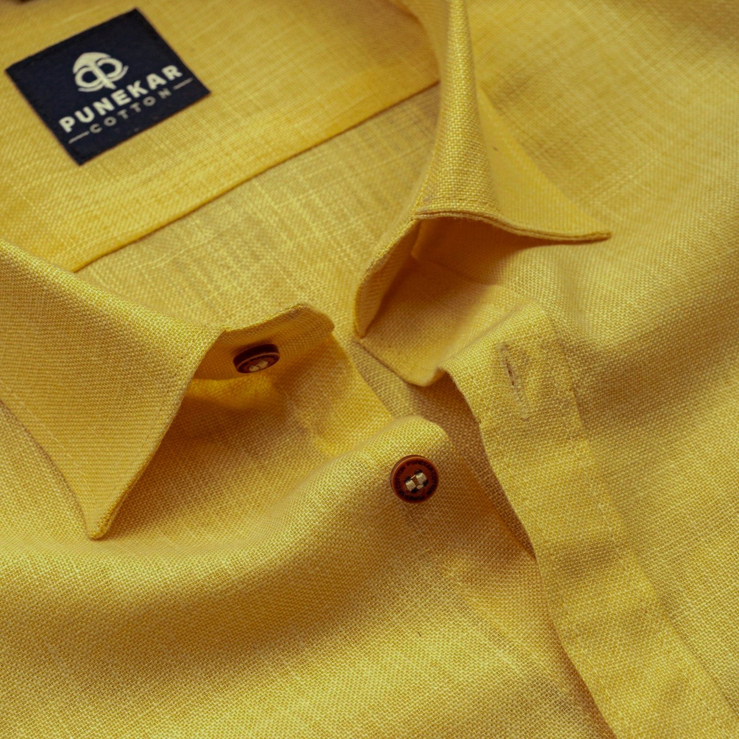 Golden Color Linen Formal Shirts For Men – Punekar Cotton
