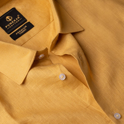 Golden Color Prime Linen Shirt For Men Punekar Cotton Golden Color Prime Linen Shirt For Men Punekar Cotton