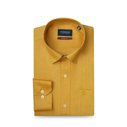 Golden Colour Signature Classic Oxford Shirt For Men - Punekar Cotton