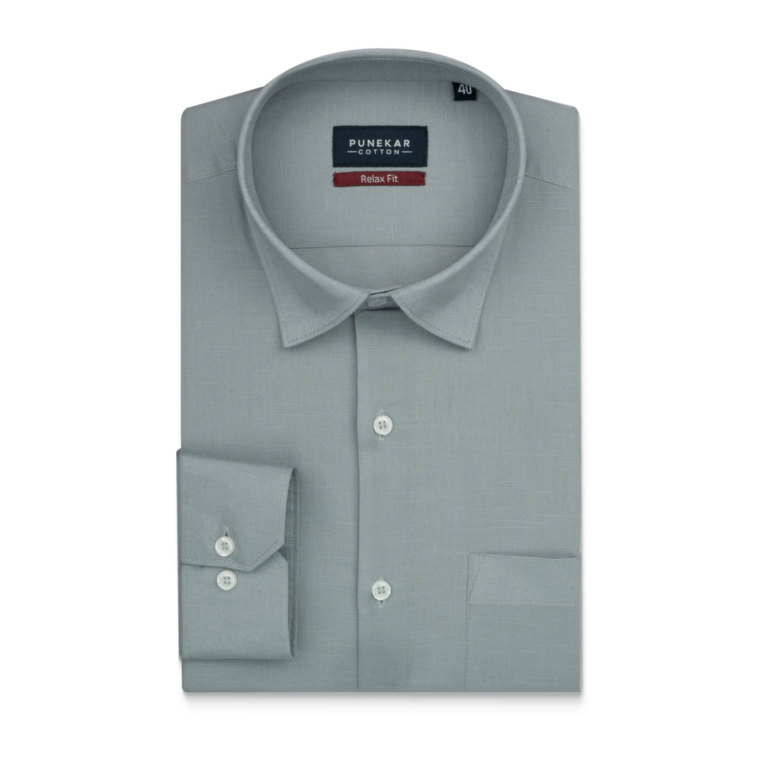 Grey Color Solid Cotton Linen Shirt For Men - Punekar Cotton