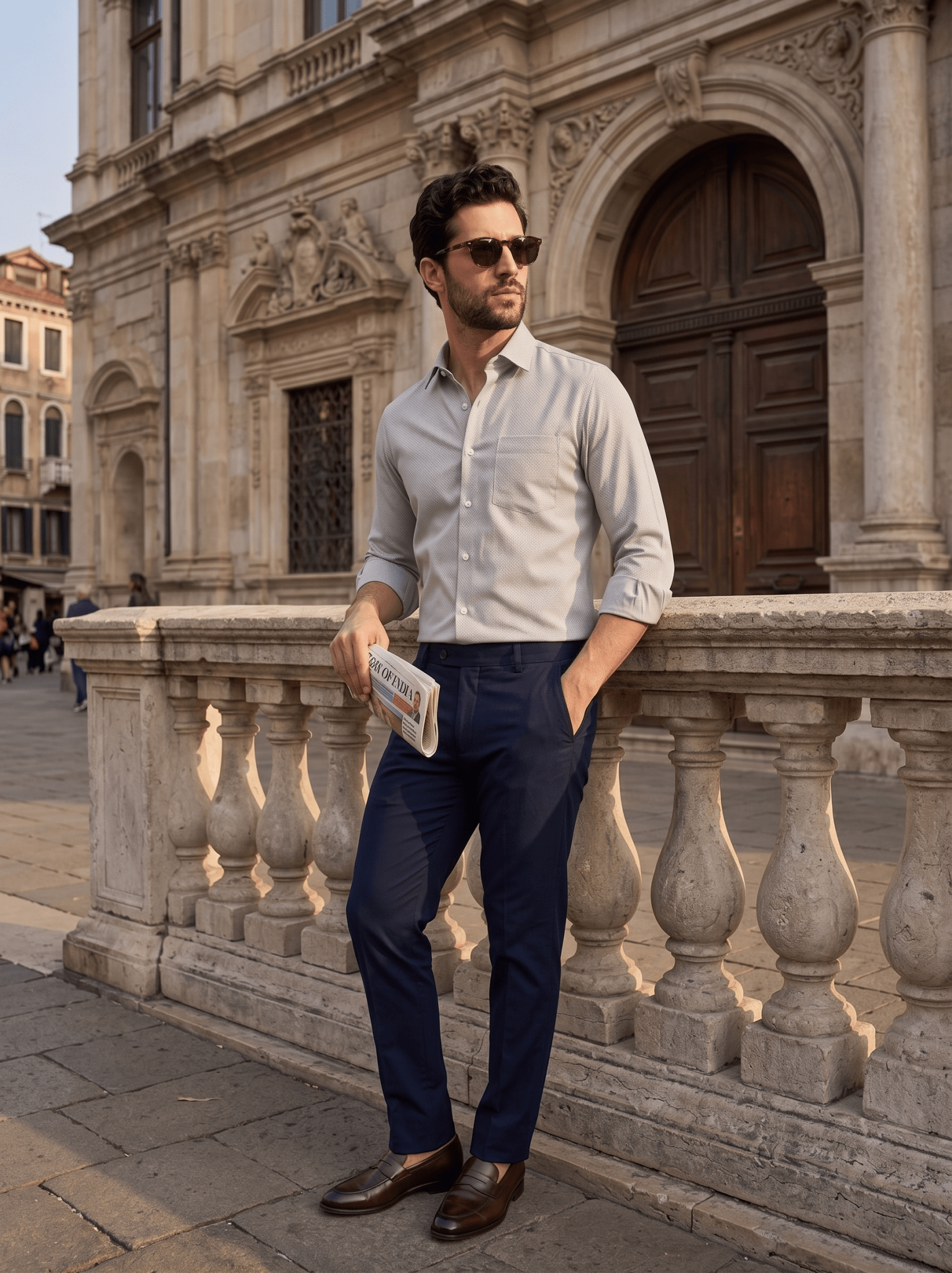 Grey MattMini Textured Cotton Tencel Shirt For Men - Punekar Cotton