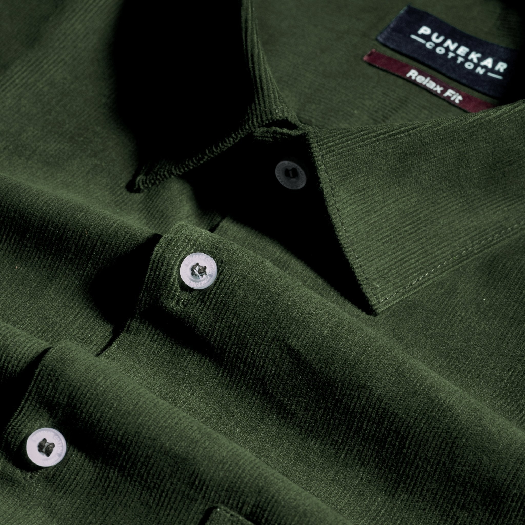 Hunter Green Color Corduroy Shirt For Men - Punekar Cotton