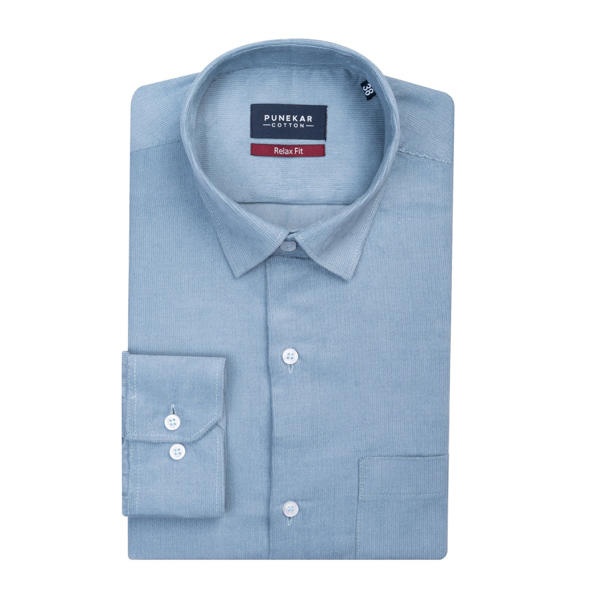 Ice Blue Color Corduroy Shirt For Men – Punekar Cotton