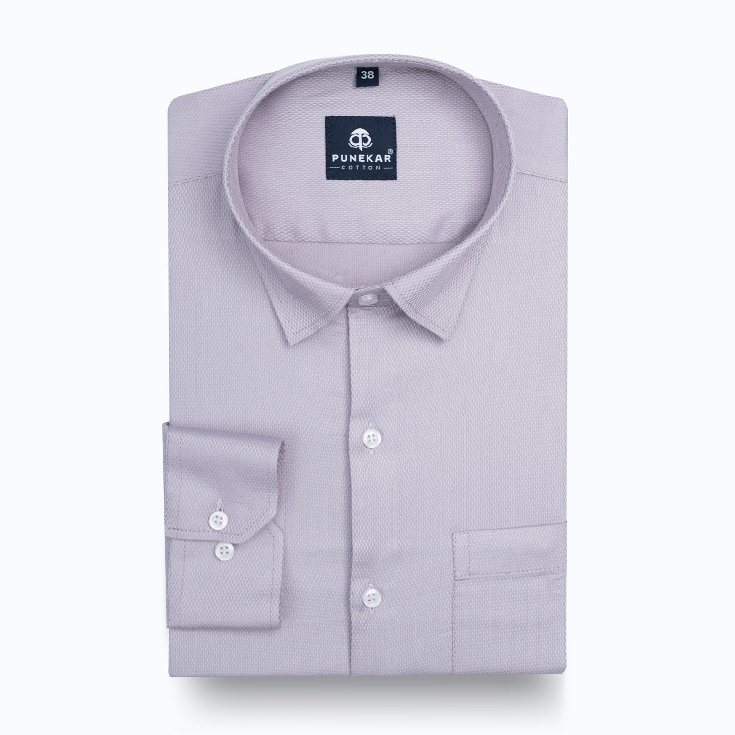 Lavender Mist Softweave Cotton Tencel Textured Shirt For Men