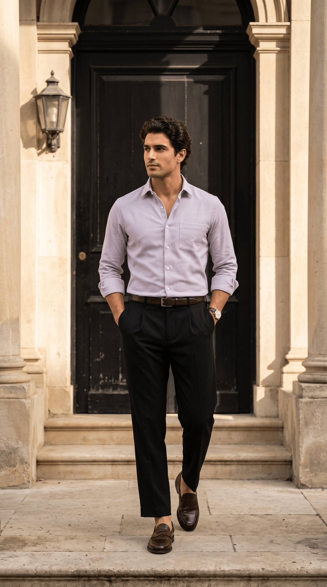 Lavender Mist MattMini Textured Cotton Tencel Shirt For Men - Punekar Cotton