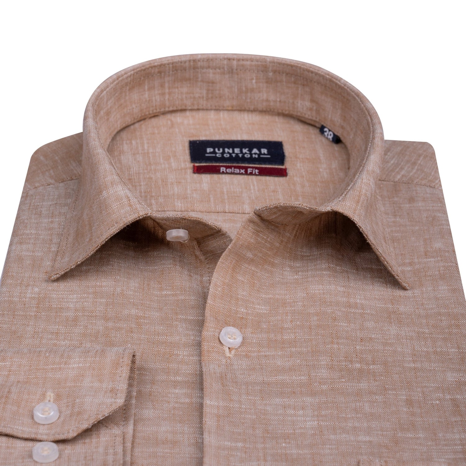 Light Brown Color Classic Lyocell Linen Feel Shirt For Men - Punekar Cotton
