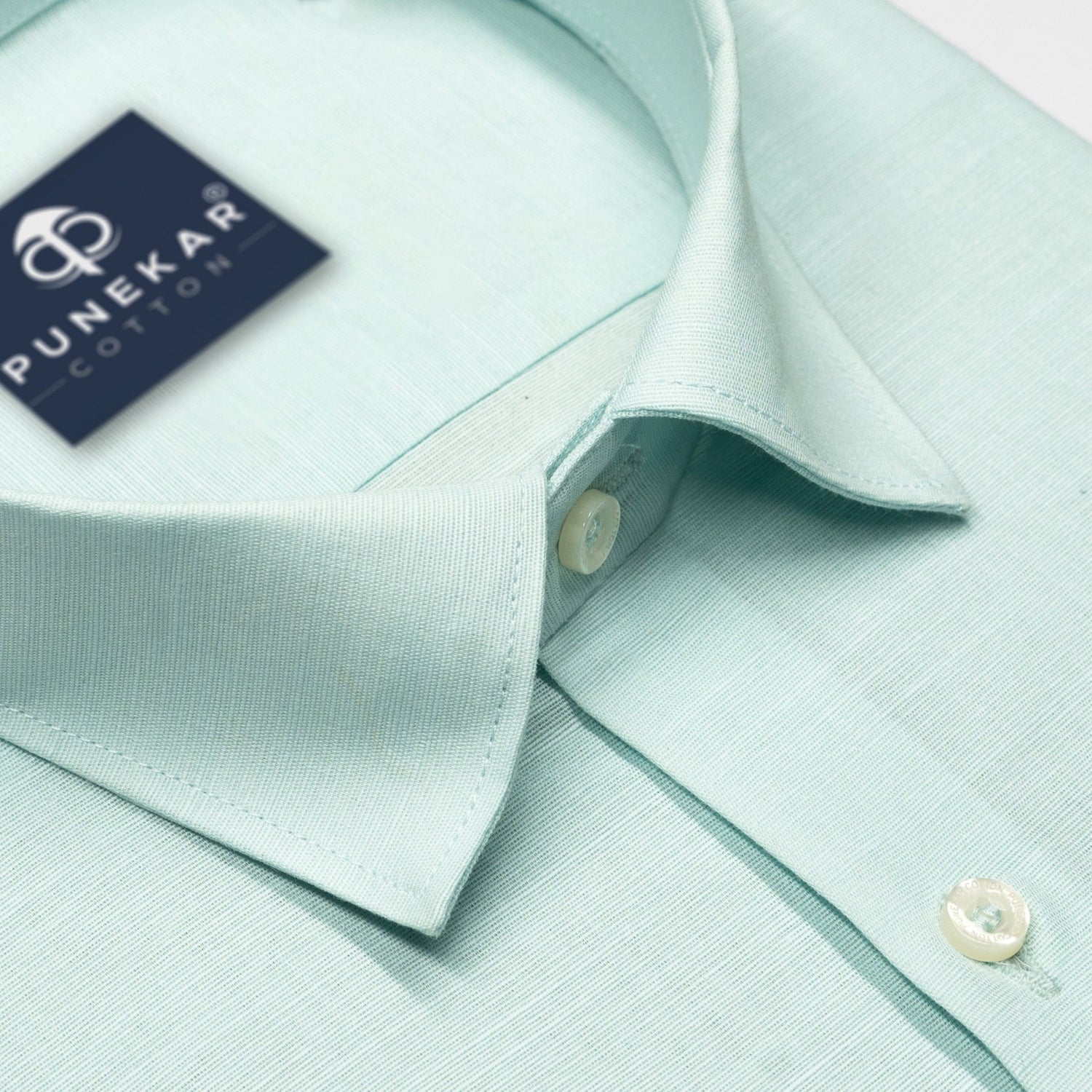 Light Mint Color Lining Texture Pure Cotton Shirt For Men Punekar Cotton Light Mint Color Lining Texture Pure Cotton Shirt For Men Punekar Cotton