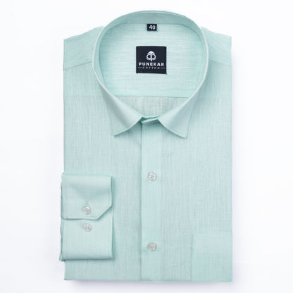 Light Mint Color Plain Pure Cotton For Men - Punekar Cotton