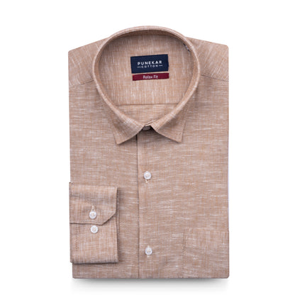 Light Brown Color Classic Lyocell Linen Feel Shirt For Men