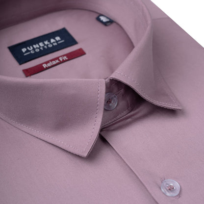 Mauve Pink Color Cotton Satin Shirt For Men - Punekar Cotton