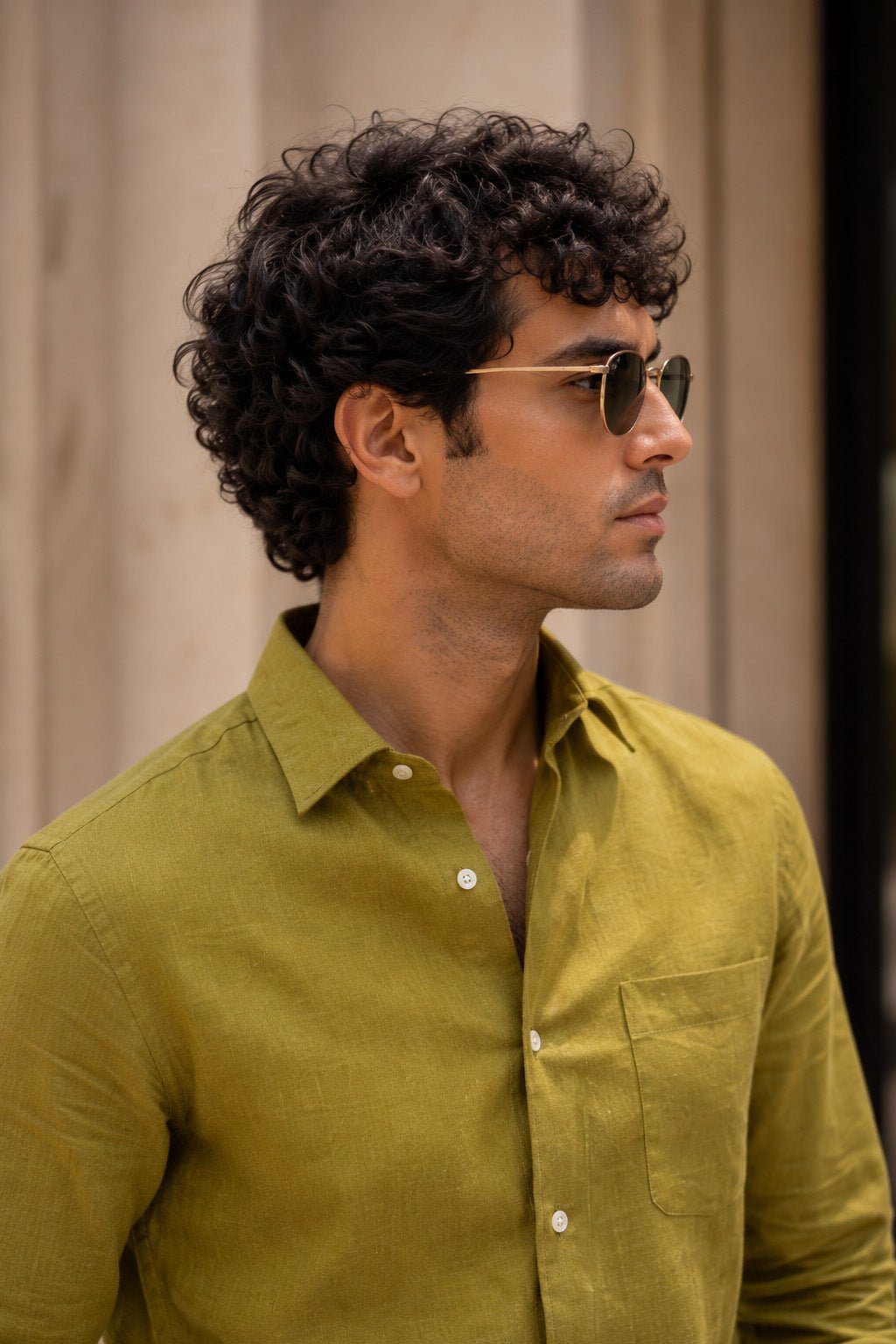 Mehndi 60Lea Pure Linen Shirt For Men - Punekar Cotton