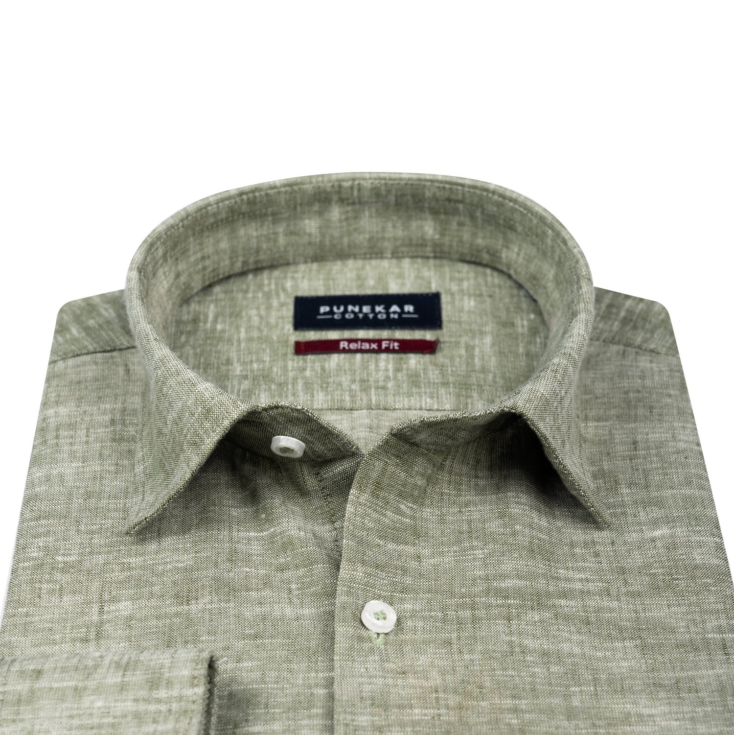 Mehndi Color Classic Lyocell Linen Feel Shirt For Men - Punekar Cotton