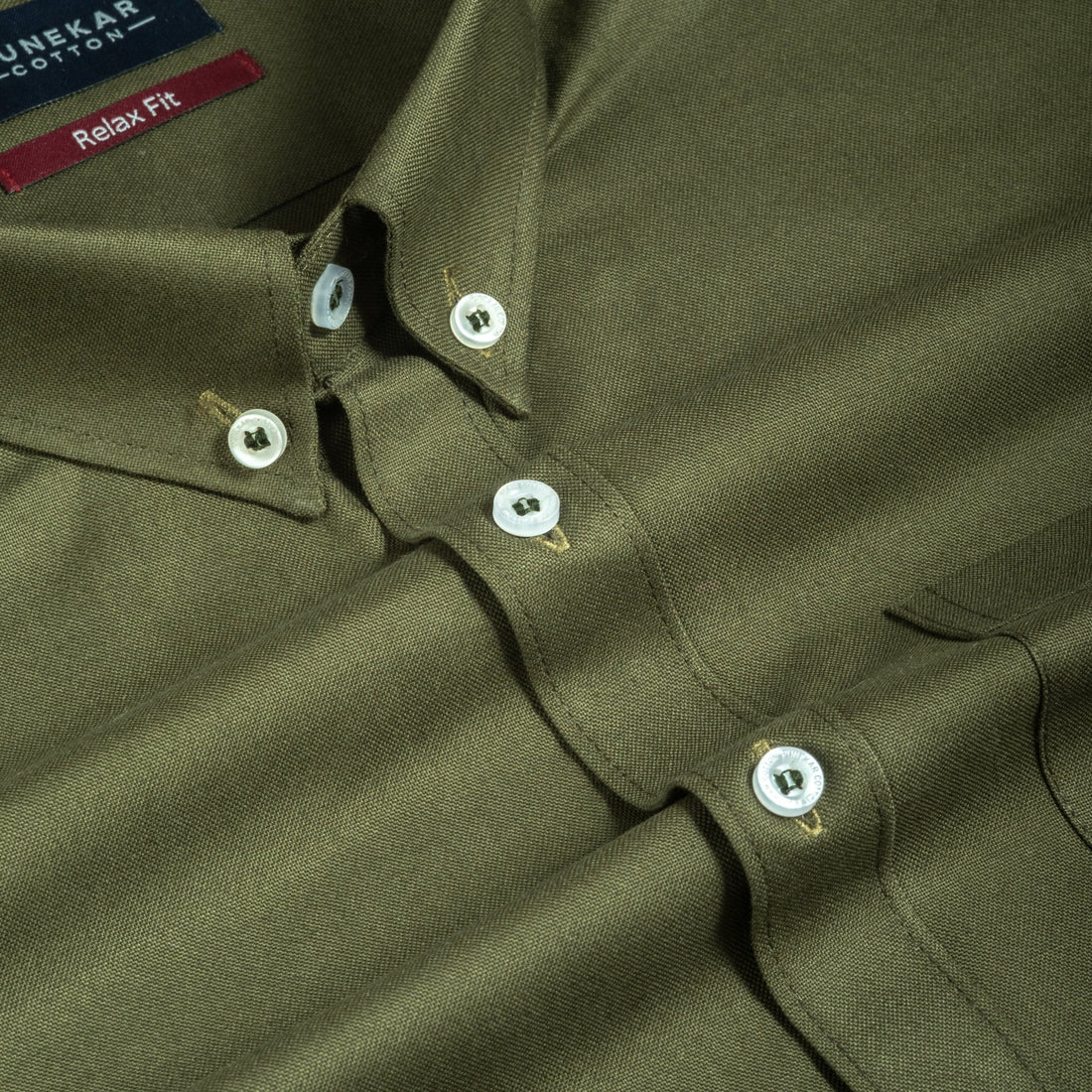 Mehndi Colour Cotton Oxford Button Down Collar Shirt For Men - Punekar Cotton