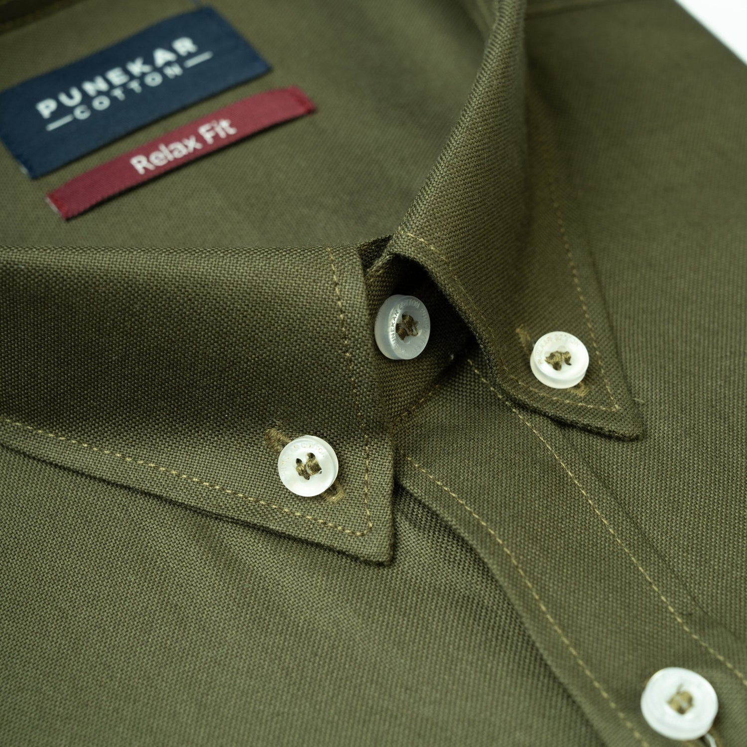 Mehndi Colour Cotton Oxford Button Down Collar Shirt For Men - Punekar Cotton