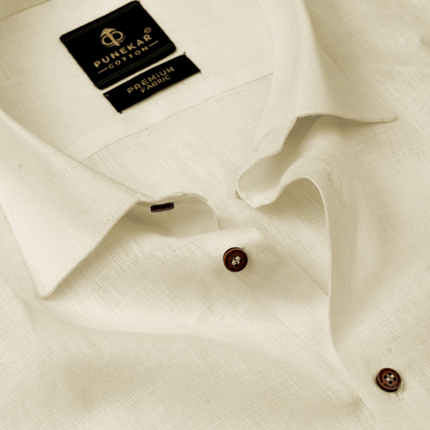 Milky White Color Prime Linen Shirt For Men - Punekar Cotton