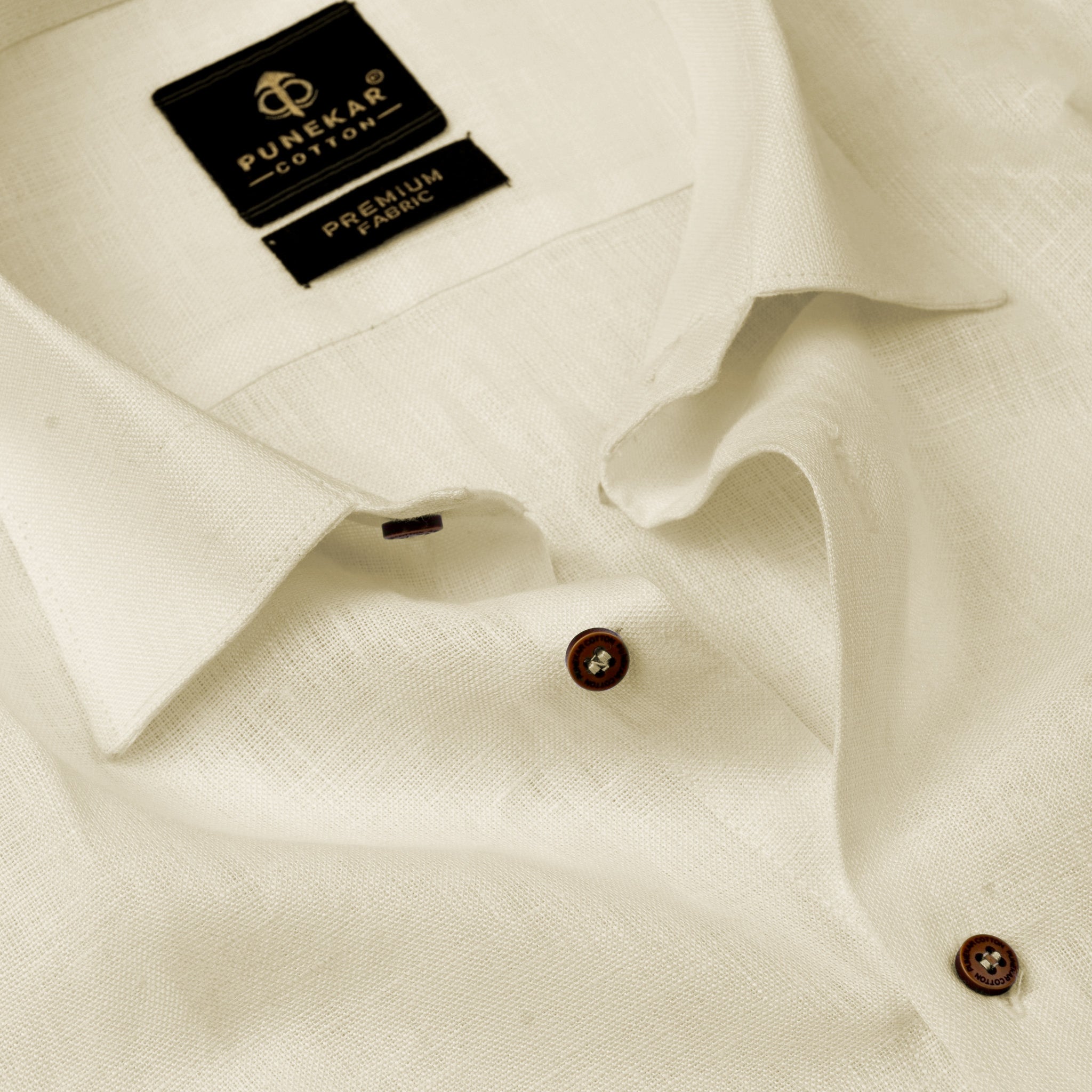 Milky White Color Prime Linen Shirt For Men - Punekar Cotton