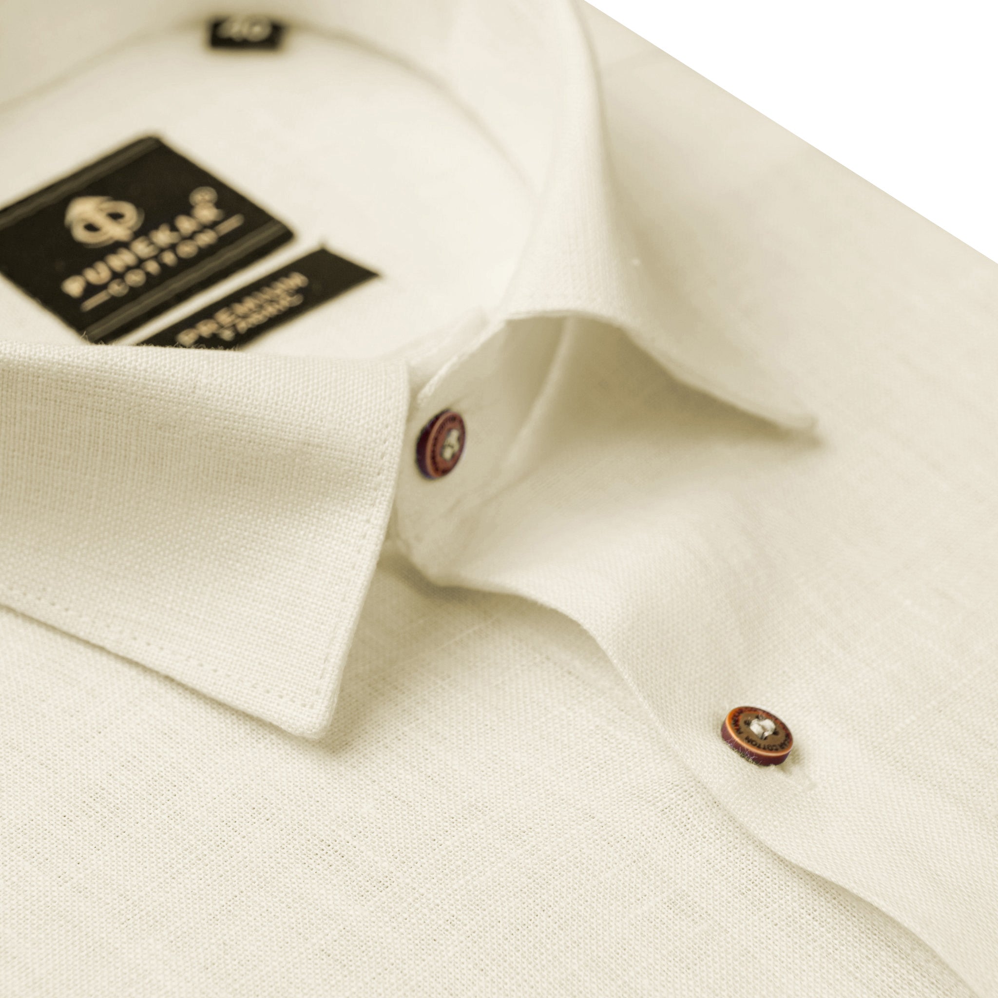 Milky White Color Prime Linen Shirt For Men - Punekar Cotton