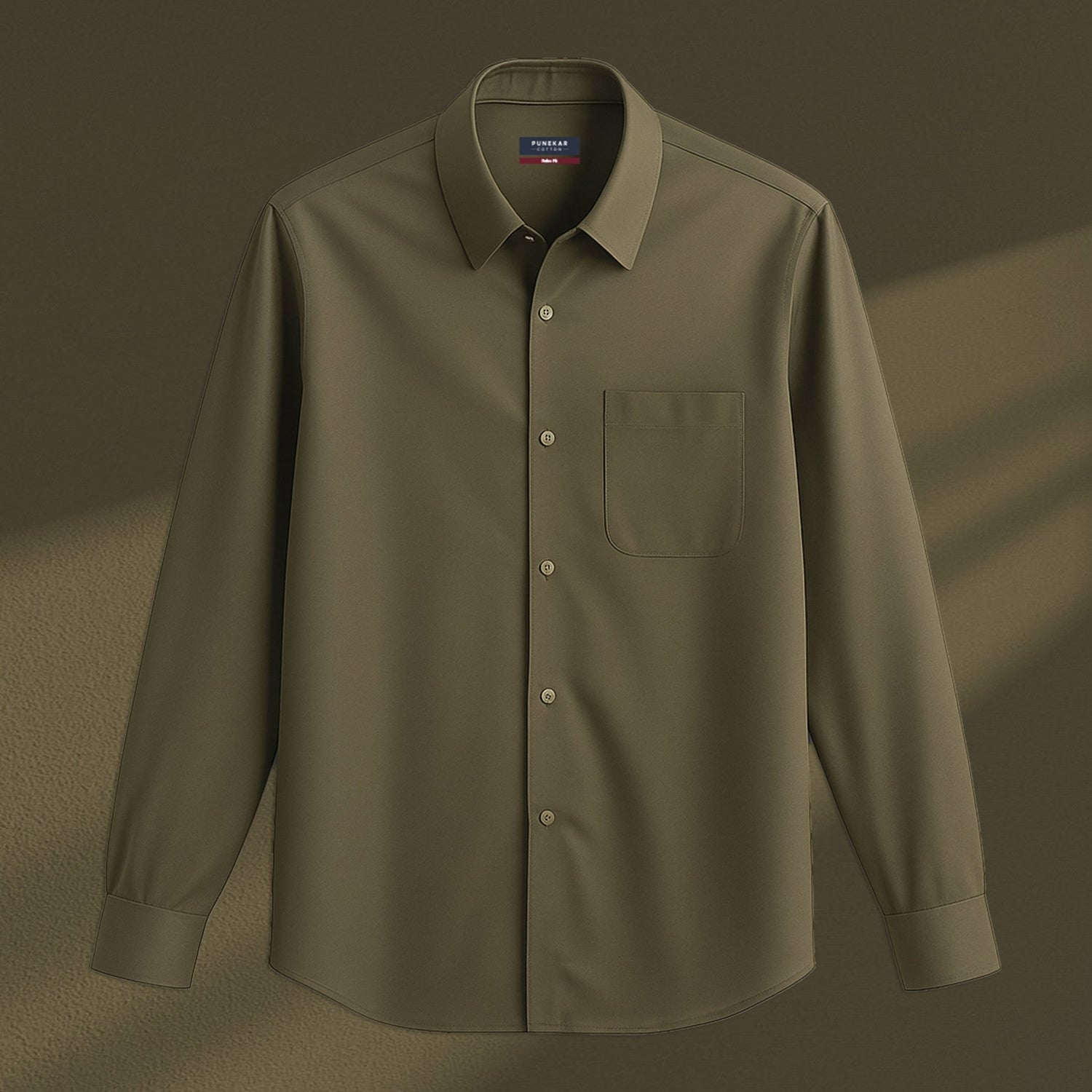 Moss Green Color Cotton Satin Shirt For Men - Punekar Cotton