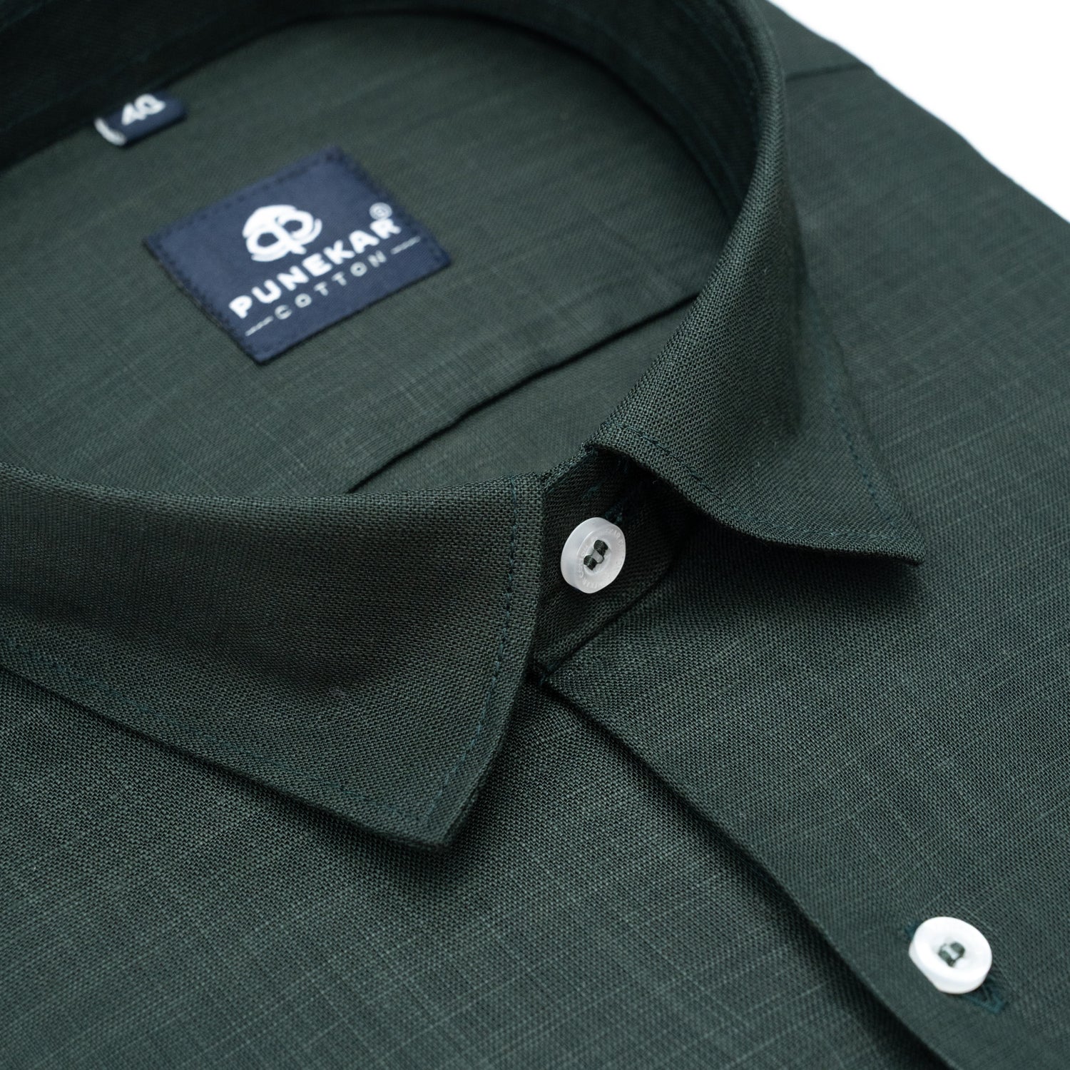 Bottle Green Color 80s Lino Lyocell Shirt For Men
