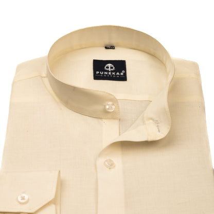 off white color dress shirt SUITSUPPLY Off-white Knitted Cotton Silk Shirt