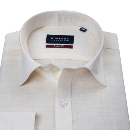 Off White Color Lyocell Cotton Shirt For Men - Punekar Cotton