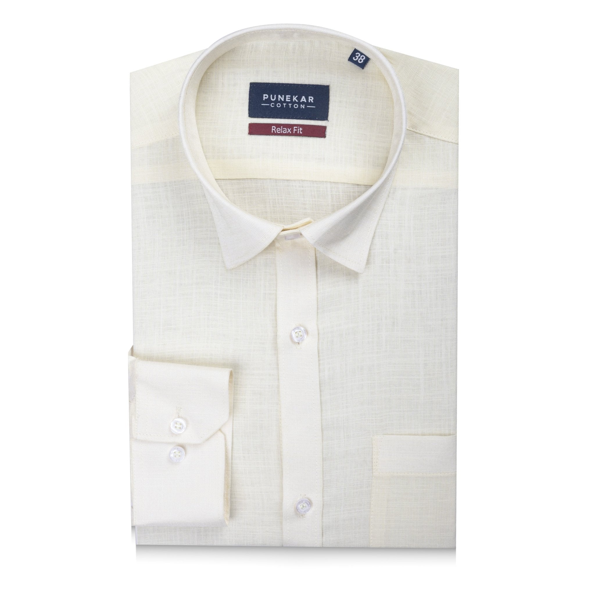 Off White Color Lyocell Cotton Shirt For Men - Punekar Cotton