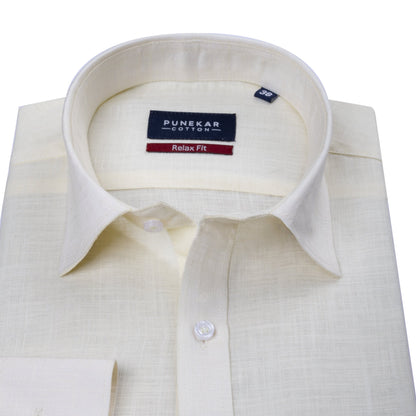 Off White Color Lyocell Cotton Shirt For Men - Punekar Cotton