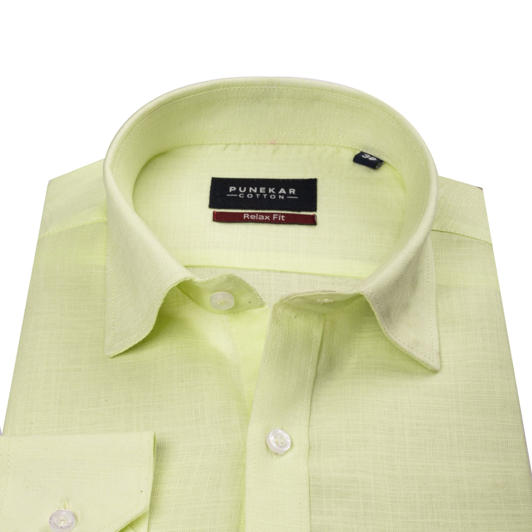 Pale Lime Color Lyocell Cotton Shirt For Men - Punekar Cotton