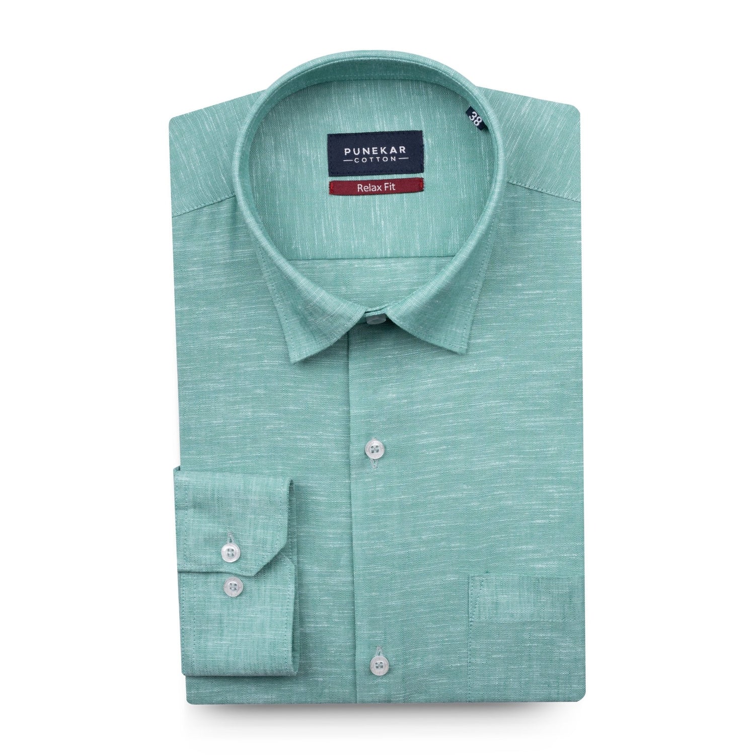 Peacock Color Classic Lyocell Linen Feel Shirt For Men - Punekar Cotton