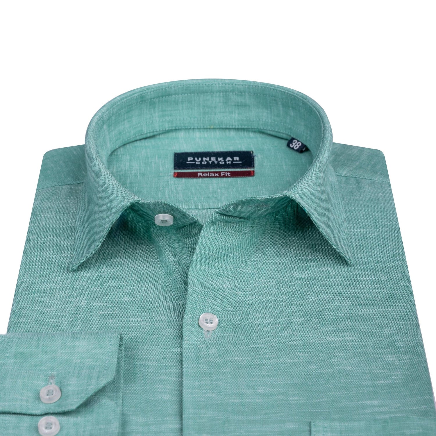 Peacock Color Classic Lyocell Linen Feel Shirt For Men - Punekar Cotton