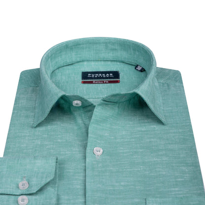 Peacock Color Classic Lyocell Linen Feel Shirt For Men - Punekar Cotton