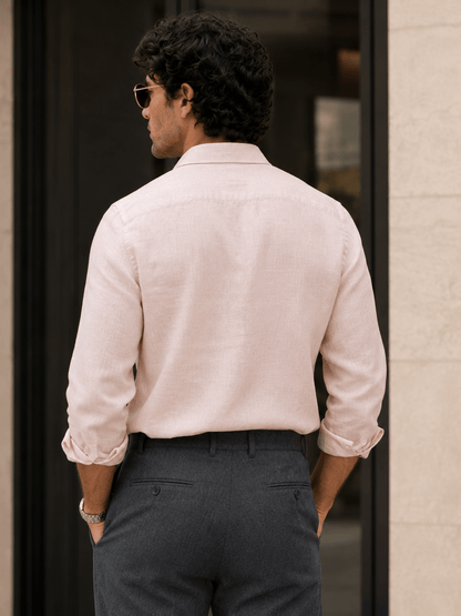 Pink 60Lea Pure Linen Shirt For Men - Punekar Cotton