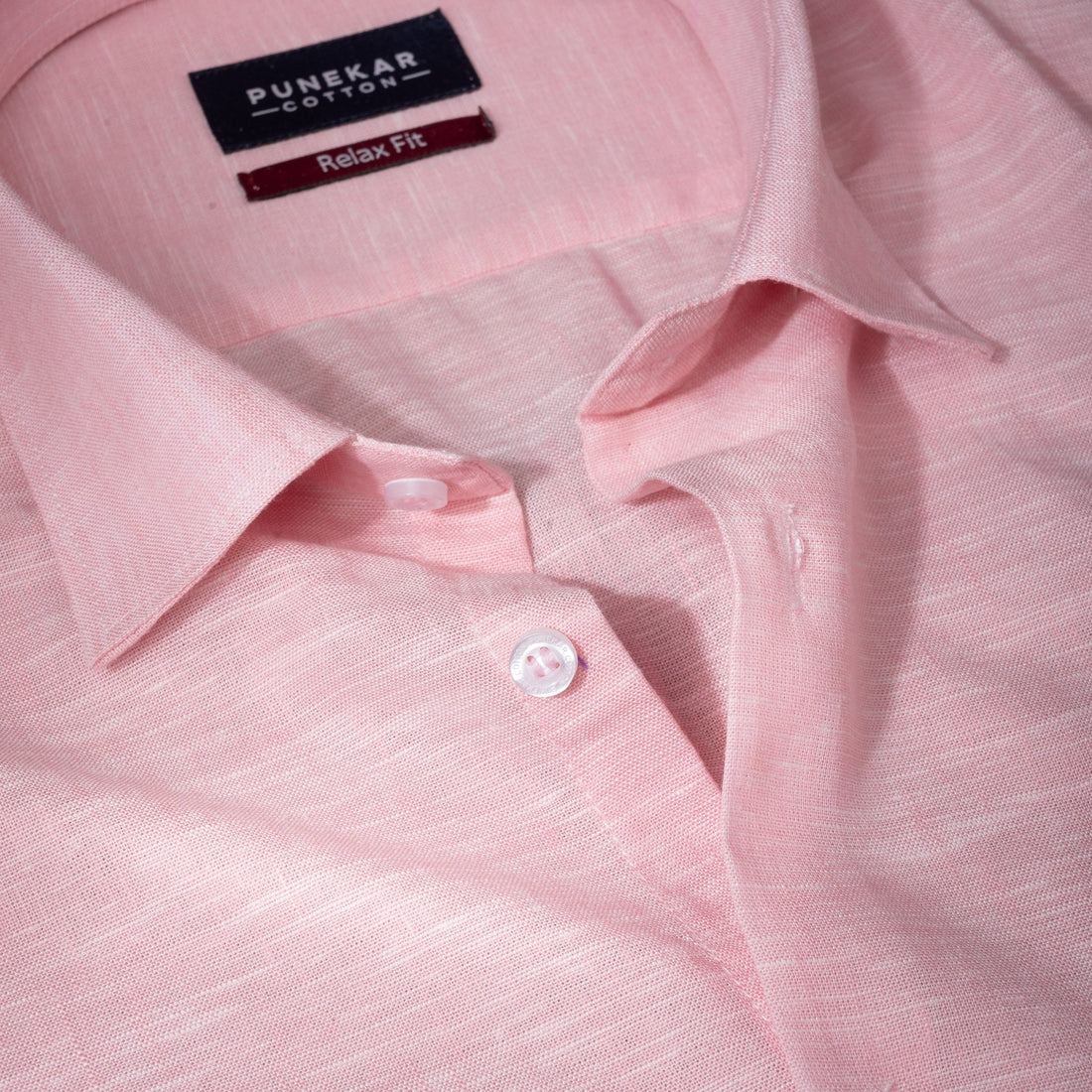 Pink Color Classic Lyocell Linen Feel Shirt For Men - Punekar Cotton
