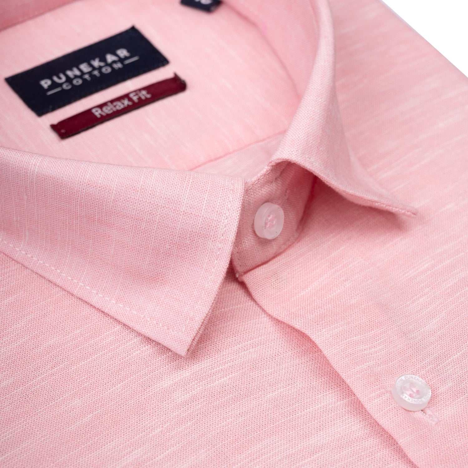 Pink Color Classic Lyocell Linen Feel Shirt For Men - Punekar Cotton