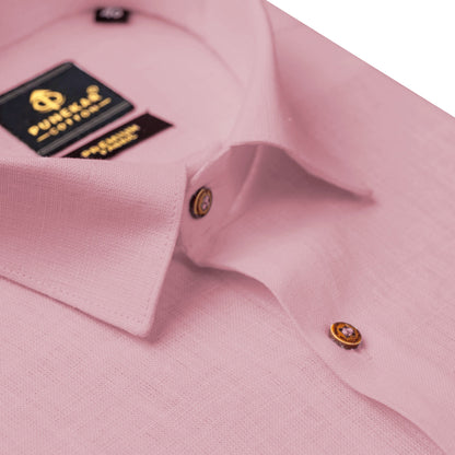 Pink Color Prime Linen Shirt For Men - Punekar Cotton