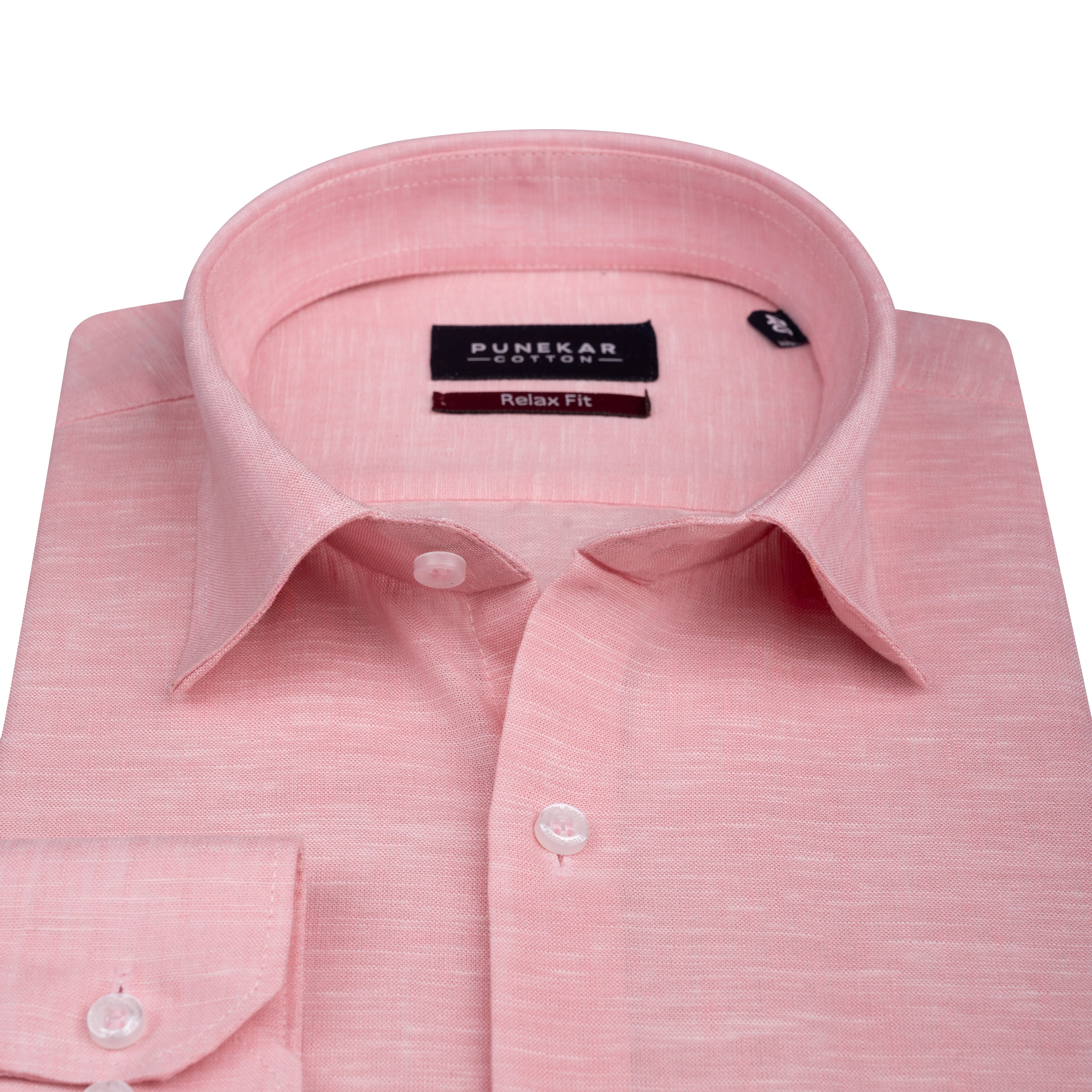 Pink Color Classic Lyocell Linen Feel Shirt For Men