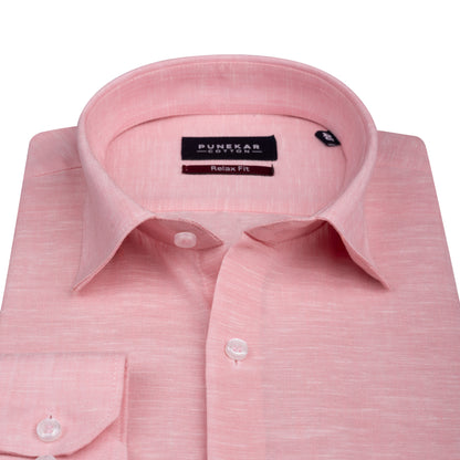 Pink Color Classic Lyocell Linen Feel Shirt For Men