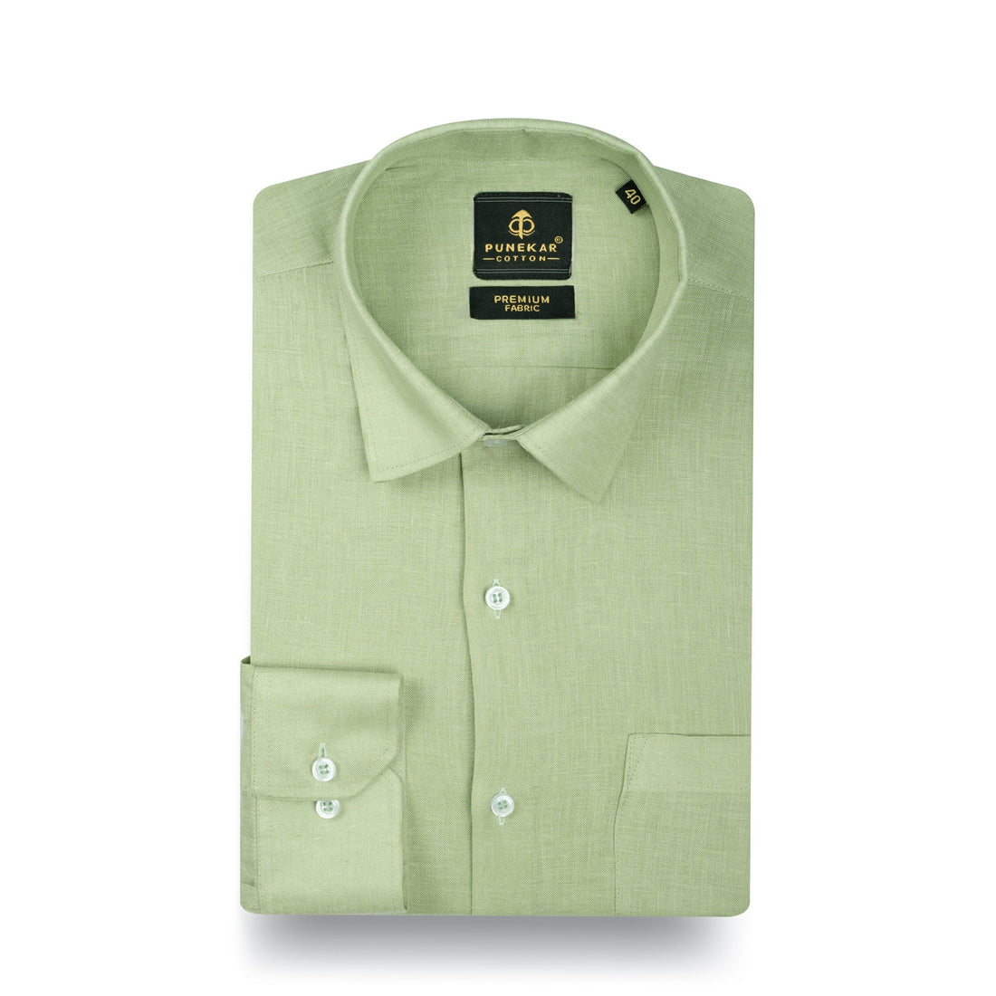 Pista Green 60Lea Pure Linen Shirt For Men - Punekar Cotton