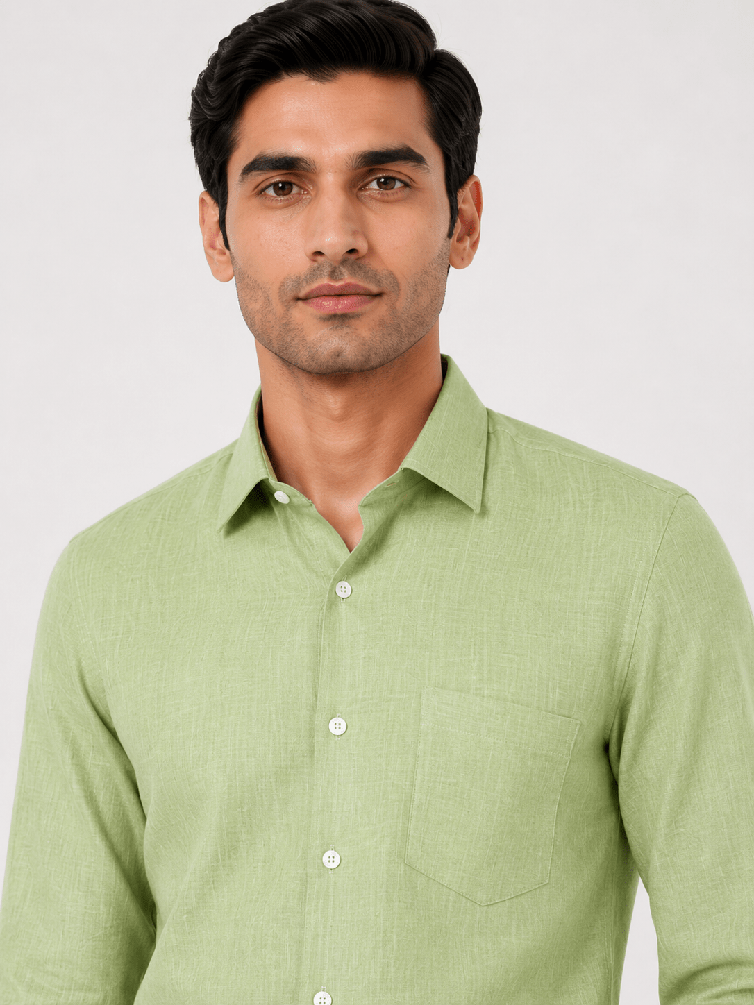 Pista Green 60Lea Pure Linen Shirt For Men - Punekar Cotton
