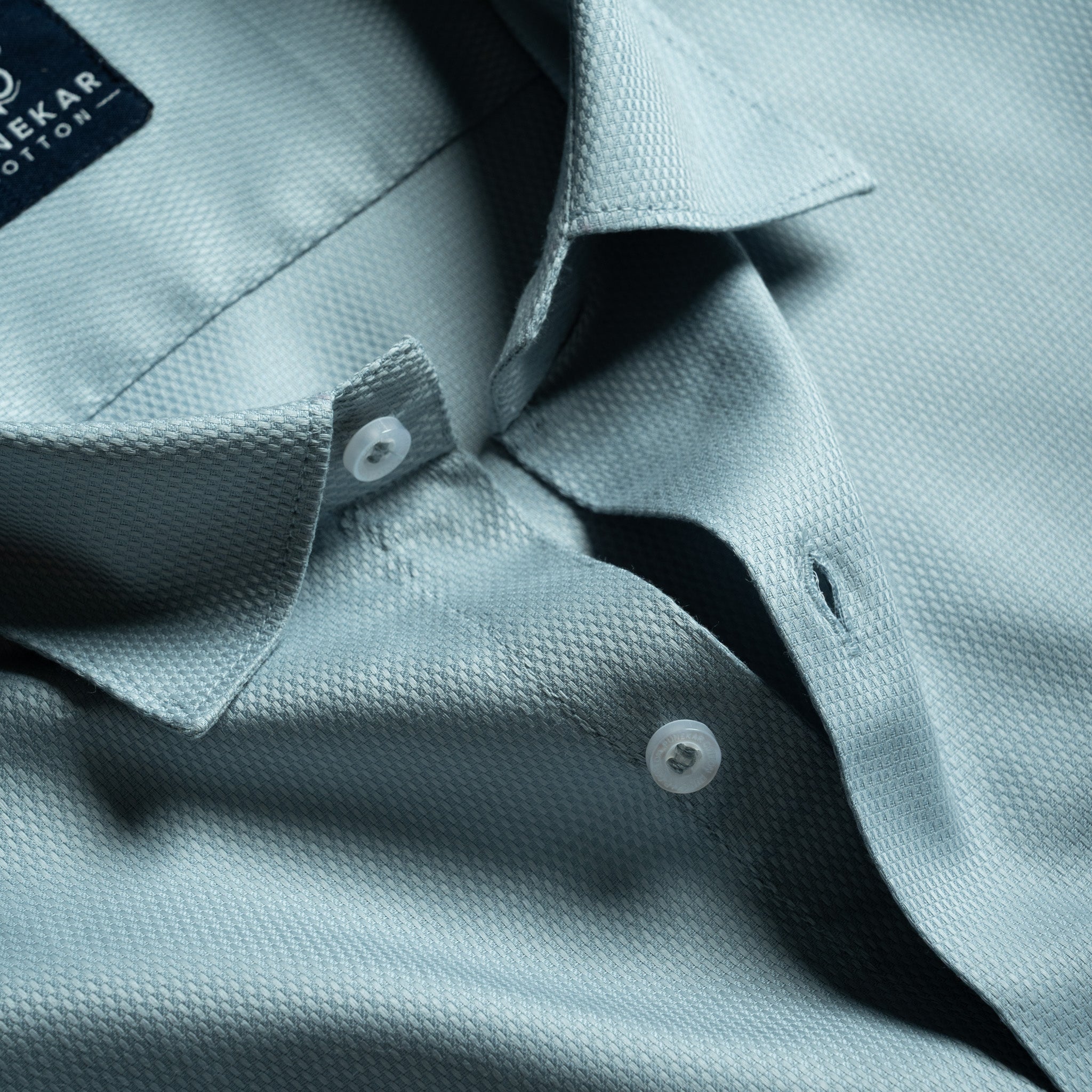 Powder Blue MattMini Textured Cotton Tencel Shirt For Men - Punekar Cotton