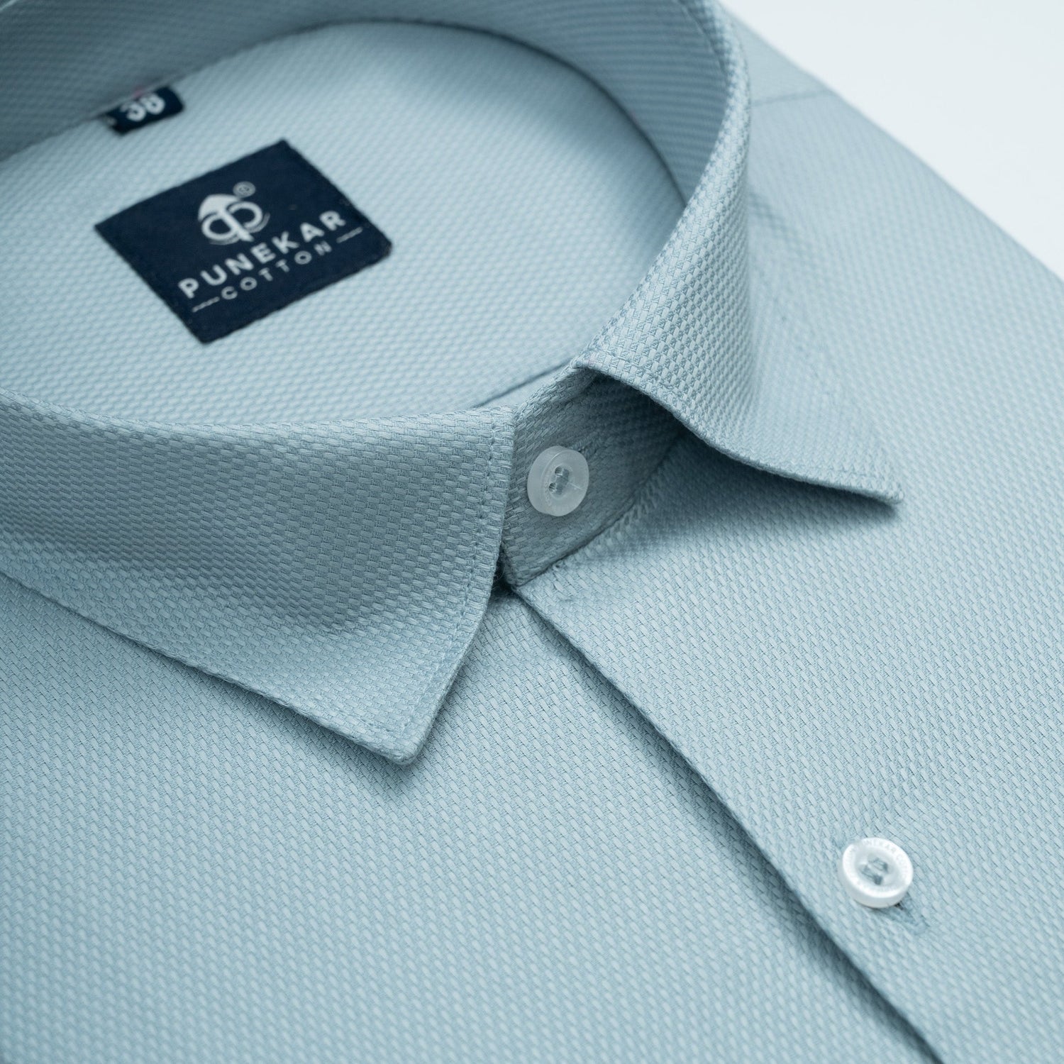 Powder Blue MattMini Textured Cotton Tencel Shirt For Men - Punekar Cotton