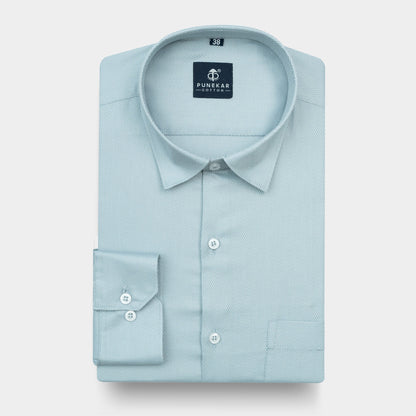 Powder Blue MattMini Textured Cotton Tencel Shirt For Men - Punekar Cotton