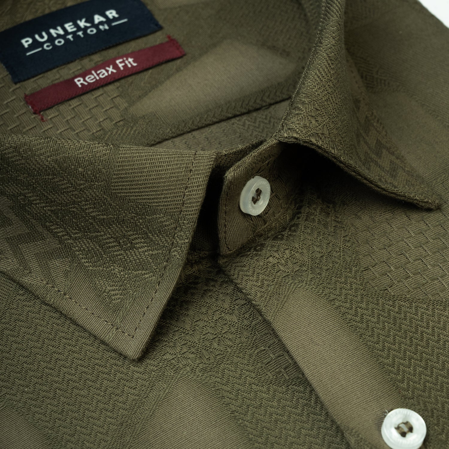 Mehndi Abstract Textured Jacquard Cotton Shirt for Men