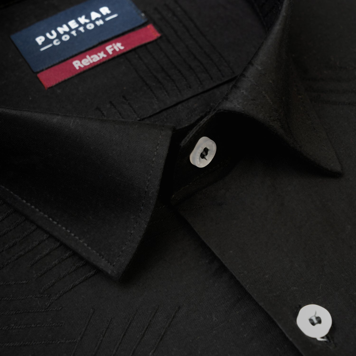 Black Colour Textured Stripe Jacquard Shirt for Men