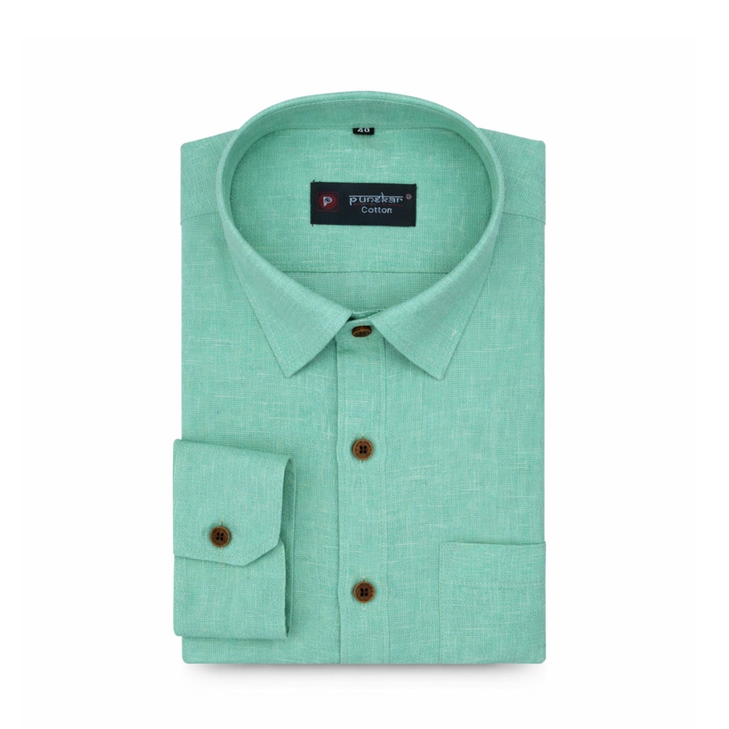 Punekar Cotton Light Green Color Cotton Linen Formal Shirt for Men's. Punekar Cotton Light Green Color Cotton Linen Formal Shirt for Men's.