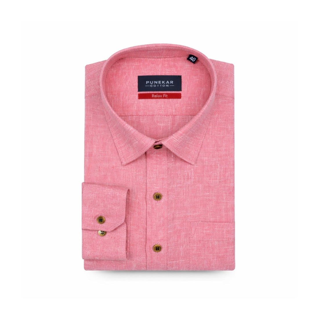 Punekar Cotton Light Pink Color Cotton Linen Formal Shirt for Men&